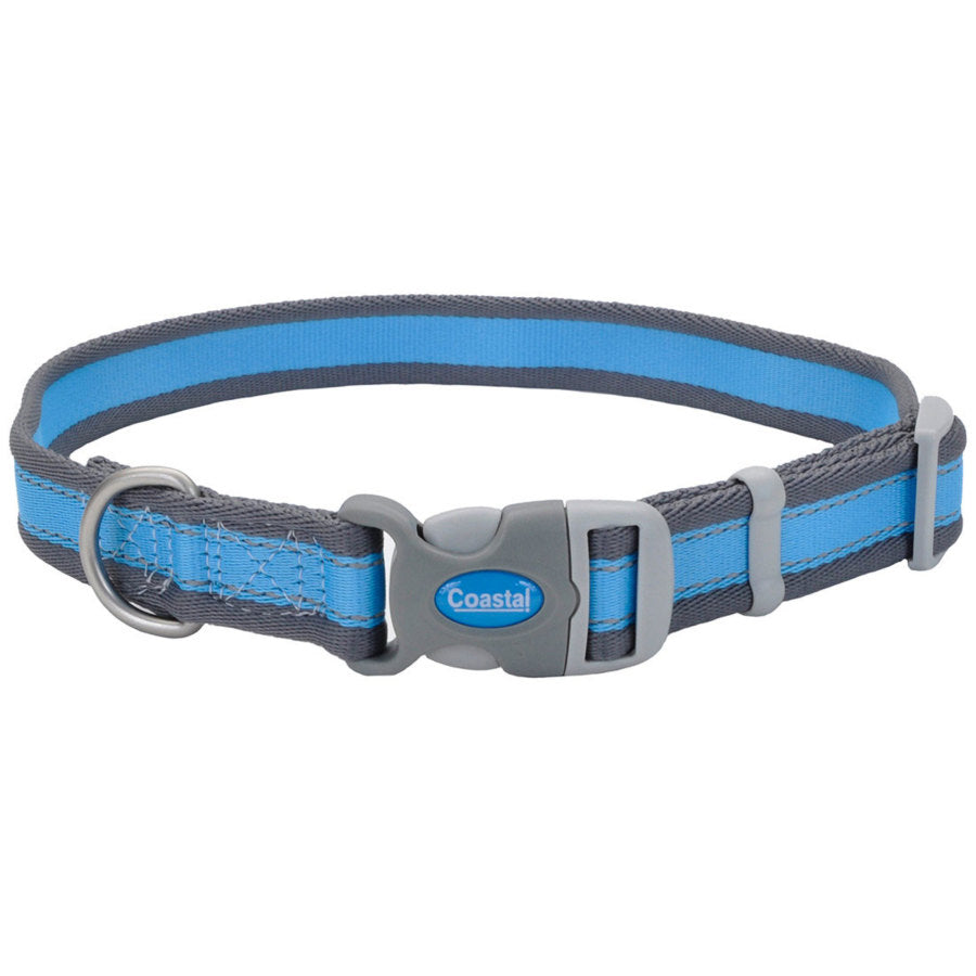 Coastal Pet - Pro - Reflective Adjustable Dog Collar, Bright Blue with Grey