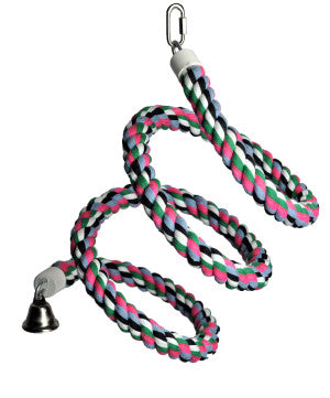 A&E CAGE Company Happy Beaks Cotton Rope Boing with Bell Bird Toy