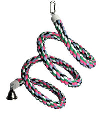 A&E CAGE Company Happy Beaks Cotton Rope Boing with Bell Bird Toy
