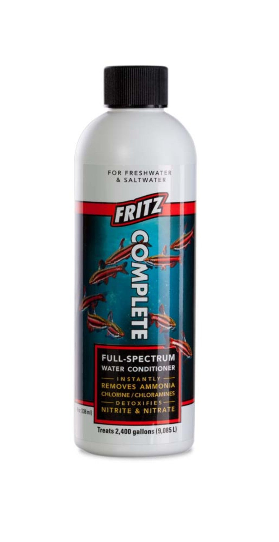 Fritz Complete – Concentrated Water Conditioner/Tap Water Dechlorinator, Instantly Detoxifies Chlorine, Chloramines, Heavy Metals, Ammonia, Nitrite/Nitrates, for Fresh and Saltwater