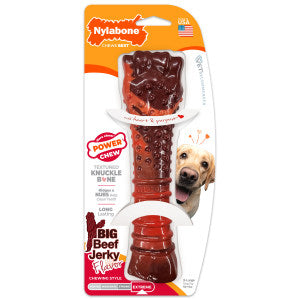 Nylabone Textured Bone Power Chew Toy for Dogs, Durable & Tough Dog Toys for Aggressive Chewers, Beef Jerky Flavor