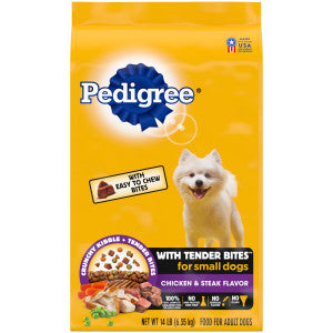 Pedigree With Tender Bites for Small Dogs Adult Dry Dog Food, Chicken and Steak Flavor