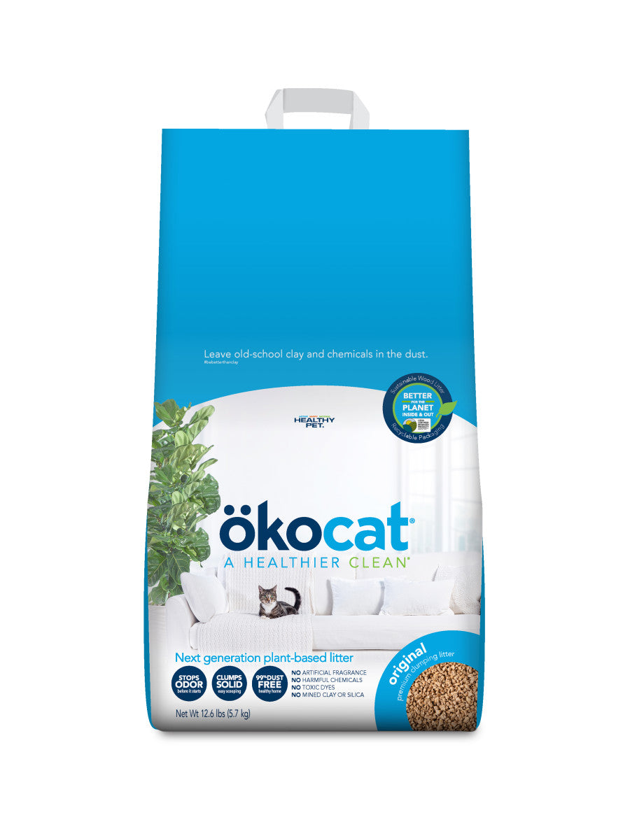 ökocat Original Wood Clumping Cat Litter, Unscented - Natural Ingredients, Stops Odor, Clumps Solid, 99% Dust Free, Great for All Cats
