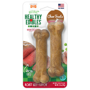 Nylabone Healthy Edibles Natural Dog Chews Long Lasting Roast Beef Flavor Treats for Dogs