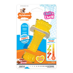 Nylabone Freezer Knuckle Bone Puppy Chew Toy, Soothing Teething Toys for Puppies, Color Changing, Lamb & Apple Flavor