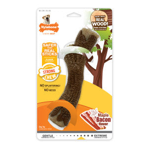 Nylabone Strong Chew Real Wood Stick Chew Toy for Dogs, Maple Bacon Flavor