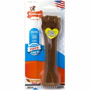 NylabonePuppy Chew Bone Toys, Medium, Chicken Flavor, Made in The USA